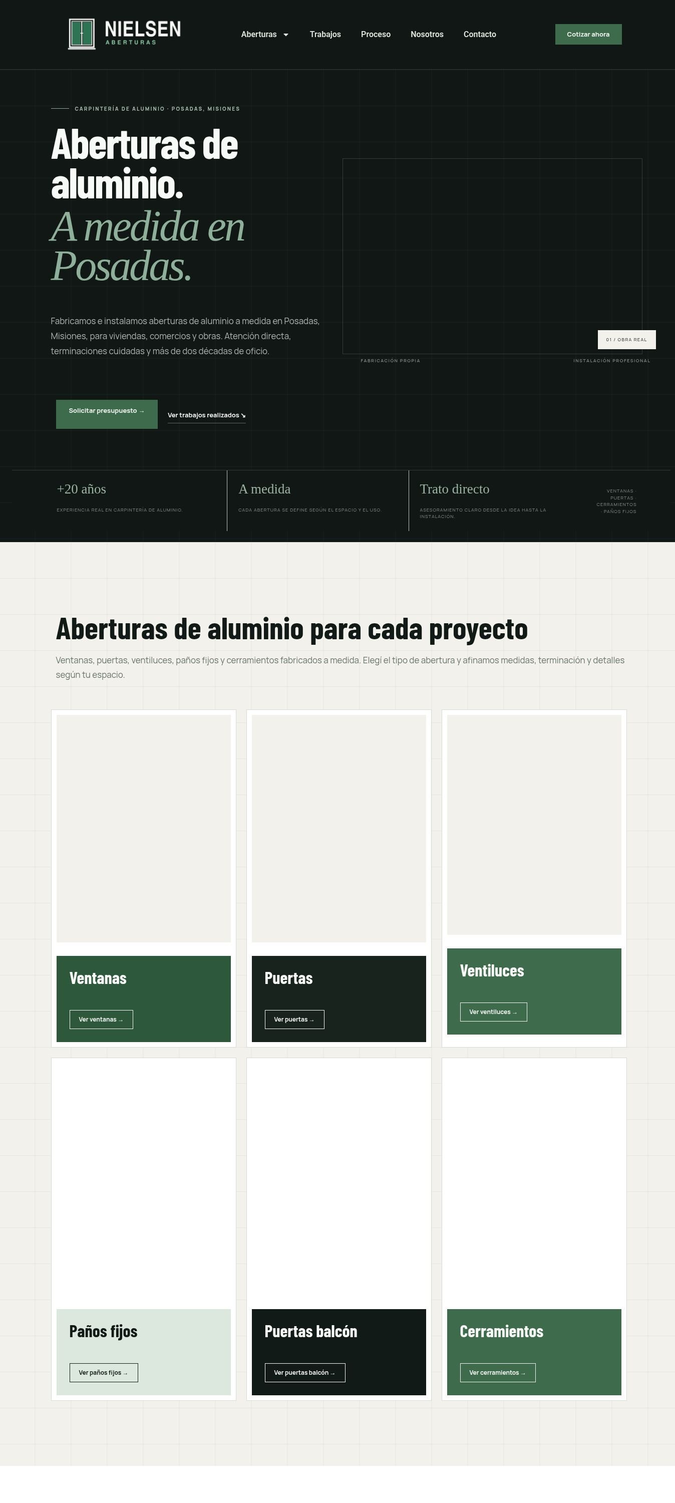 Captura de la página de Nielsen Aberturas